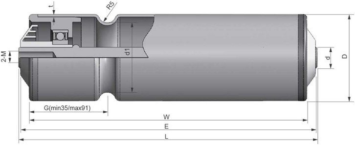 ML2230 single groove “O” belt conveyor roller